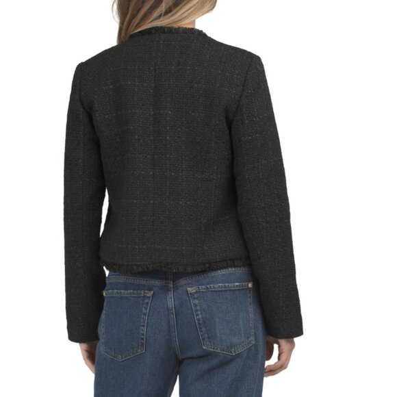 CYRUS Black Wool Blend Solid Textured Two Pocket Blazer - Picture 2 of 2